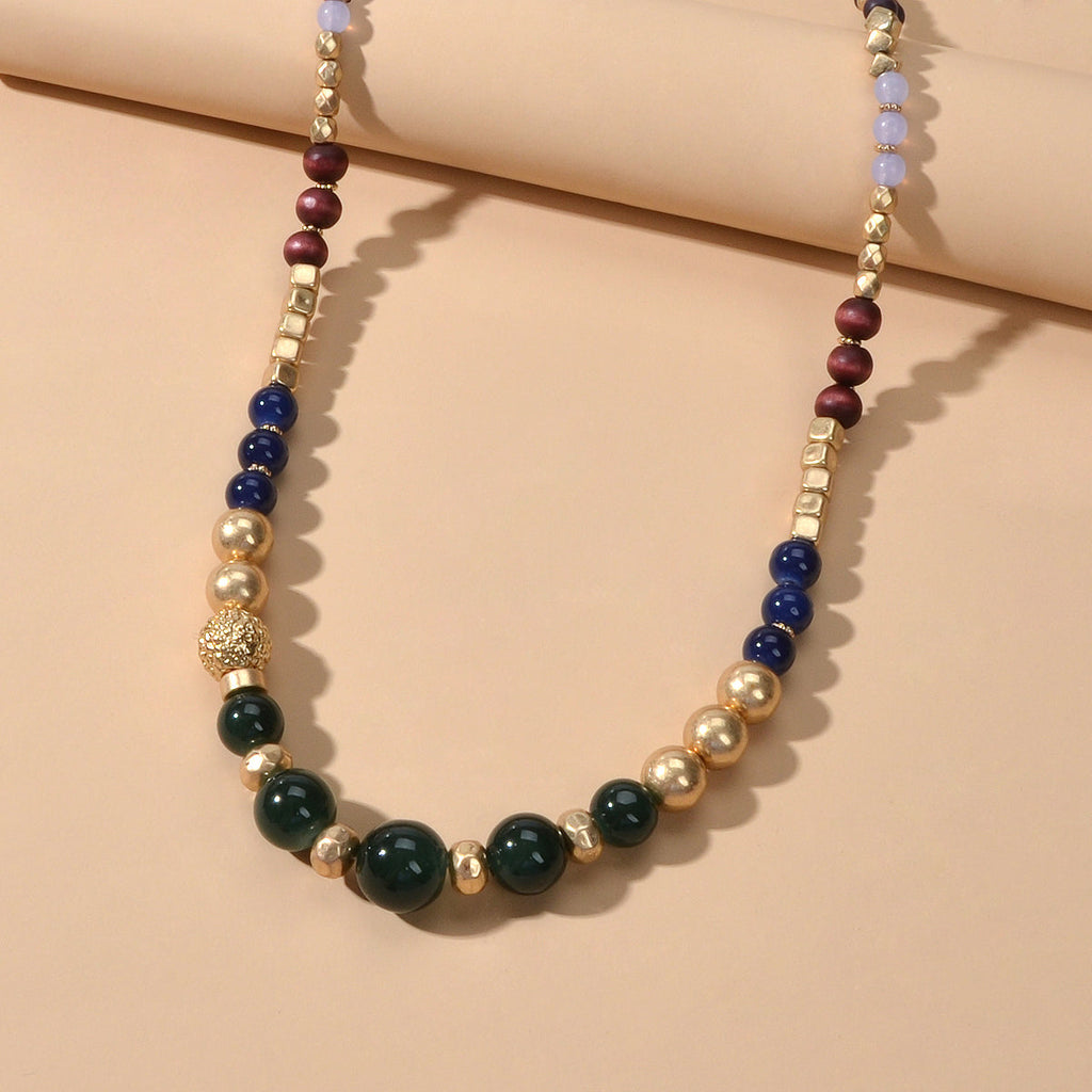 Bohemian Ethnic Jewelry Multi-colored Beads Handmade Long Chain Indian Necklace